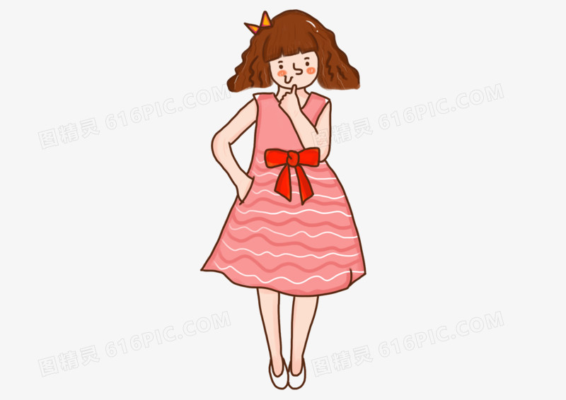 手绘插图可爱女孩