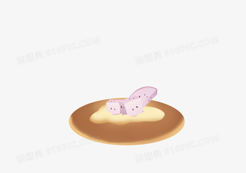 手绘卡通美食火龙果奶油馅饼