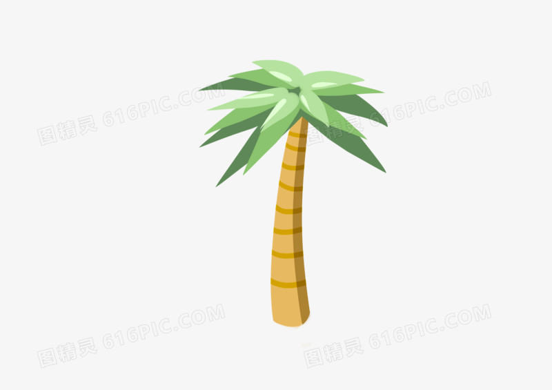 手绘卡通夏至绿色椰子树