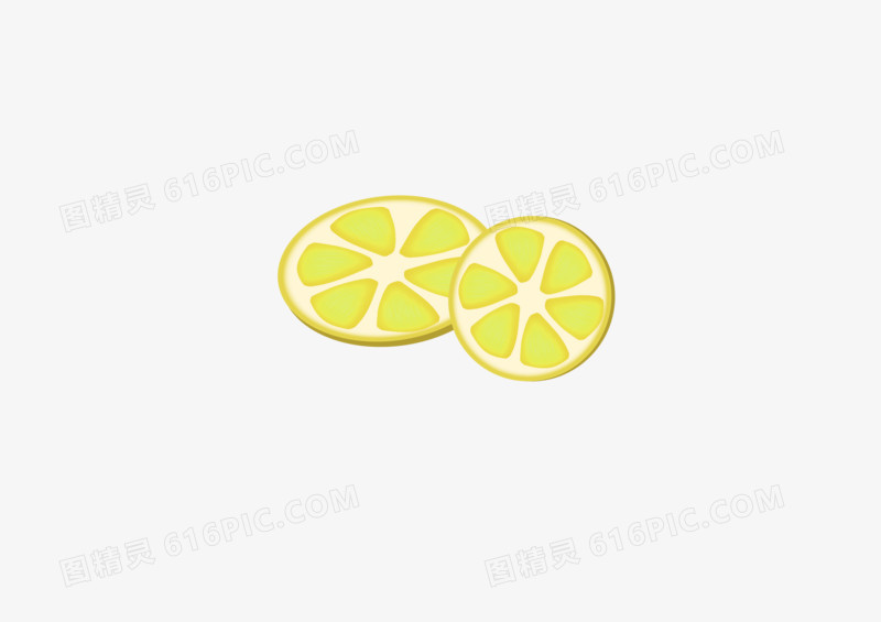 手绘卡通美食两片柠檬