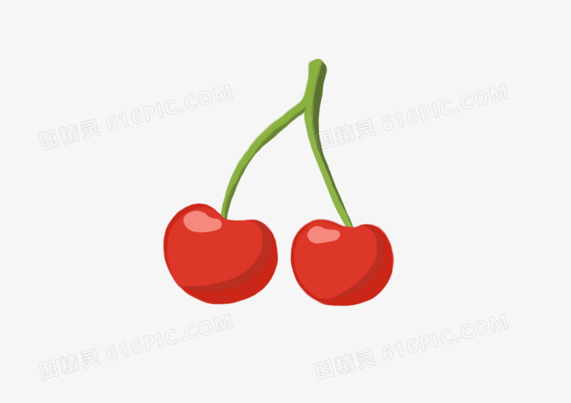 手绘卡通水果红色樱桃
