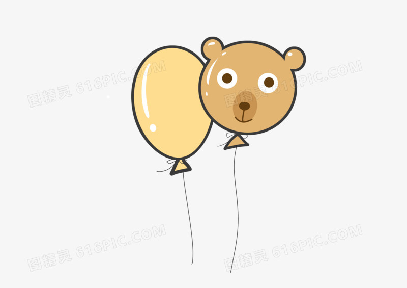 黄色可爱小熊气球素材