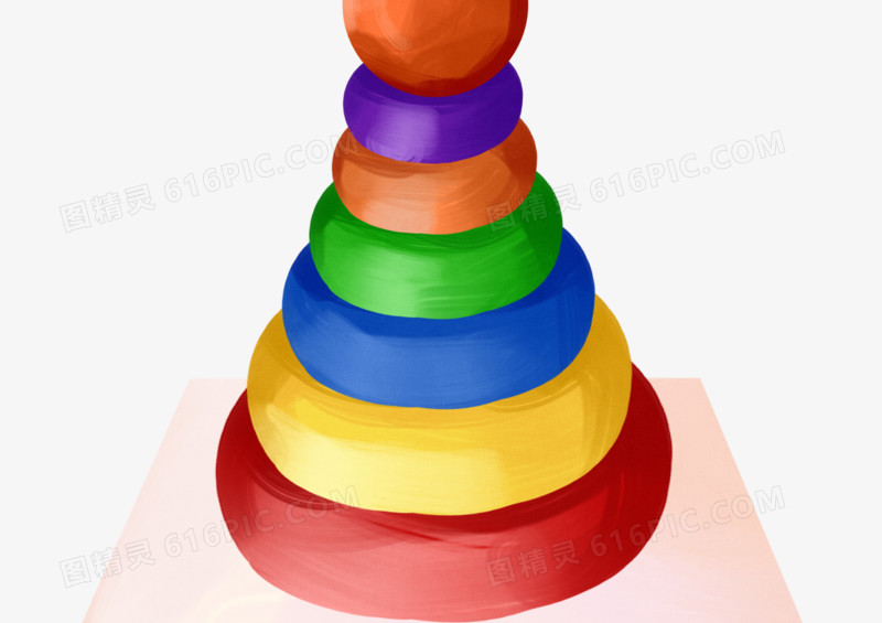 彩色手绘玩具套圈积木元素