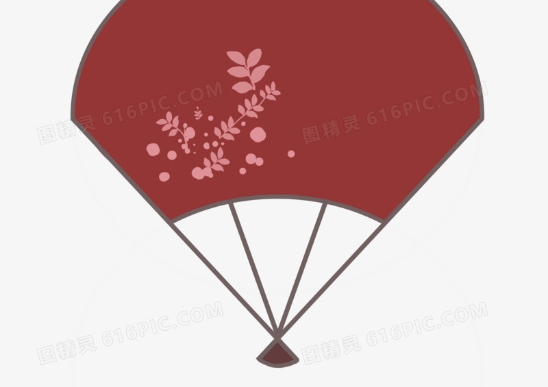 简笔手绘简约式红色打开的折扇