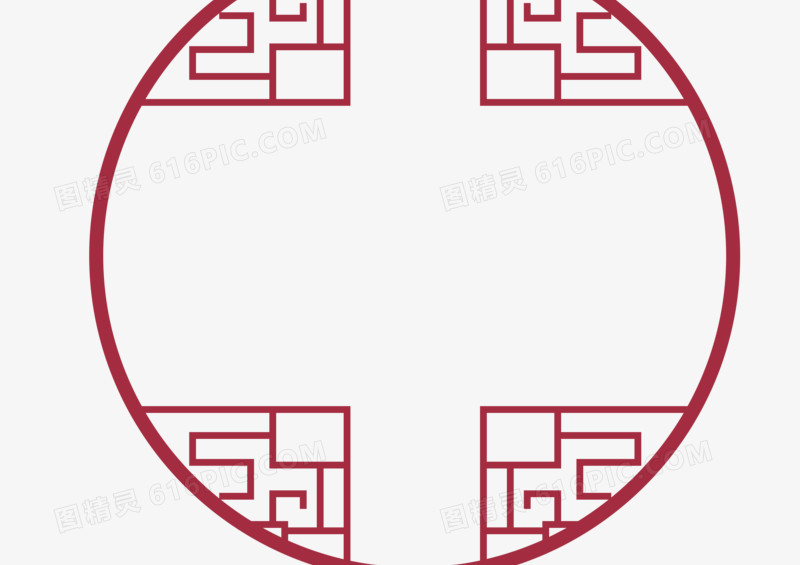 中国风简约式红色圆形窗户