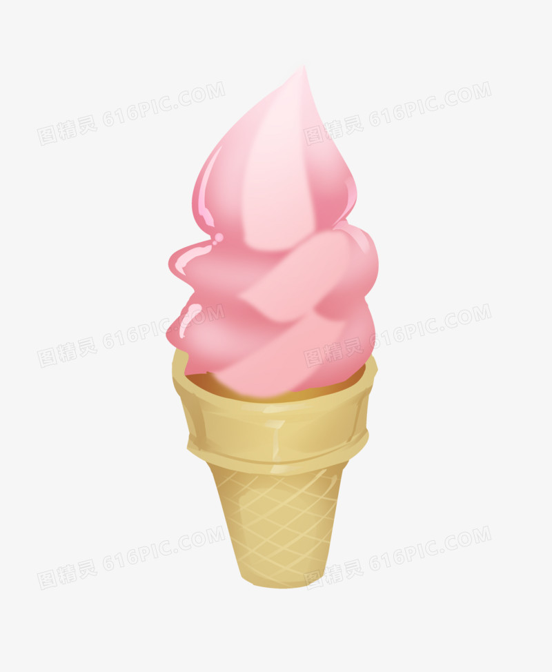 手绘卡通立夏粉色冰淇淋