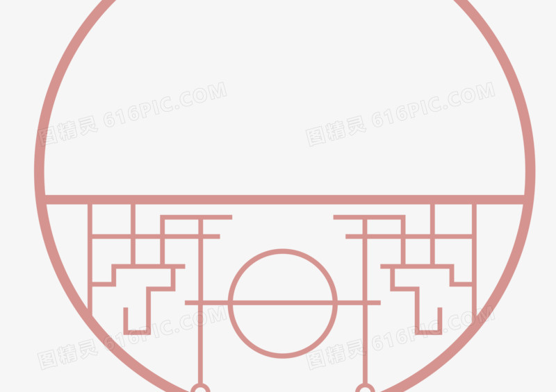 中国风圆形粉色简约式窗