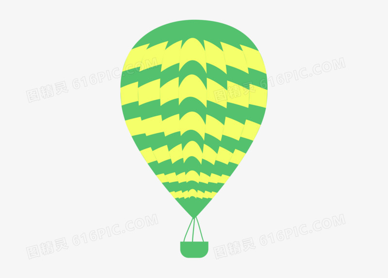 卡通绿黄彩色节日庆祝素材热气球