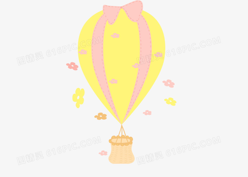 卡通礼物少女花素材热气球