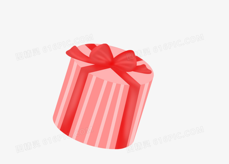 红色条纹卡通节日庆祝素材礼物盒