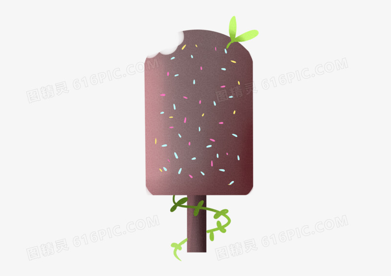 手绘卡通可爱褐色巧克力冰淇淋
