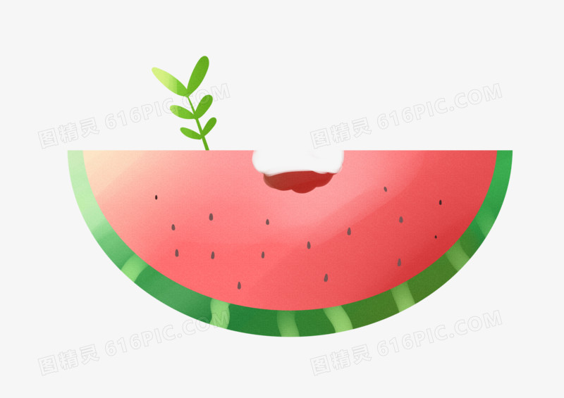 手绘卡通可爱红色切半