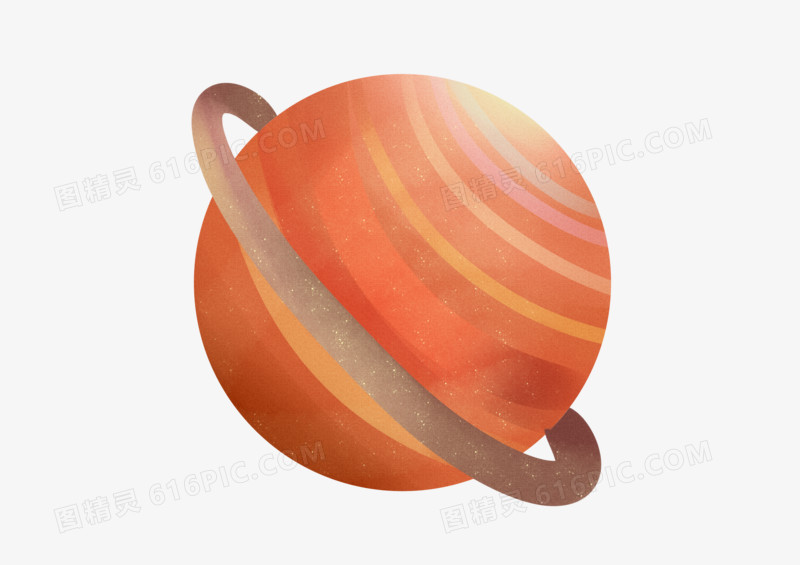 手绘卡通可爱橙色星球