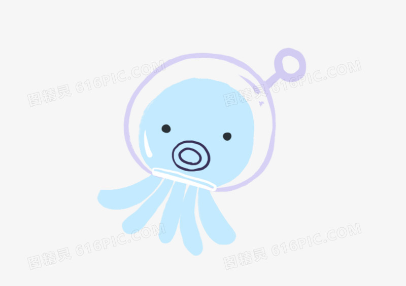 蓝色卡通章鱼插图元素