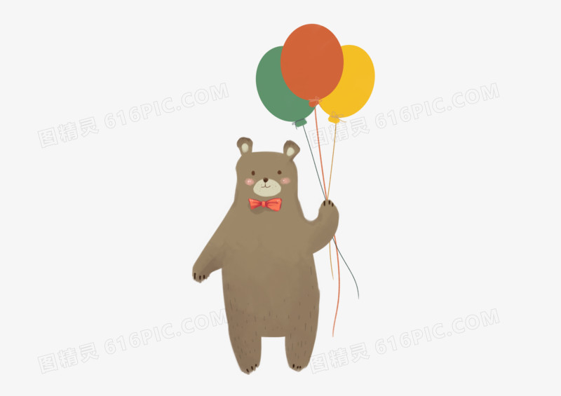 小清新马戏团小动物熊气球素材图片
