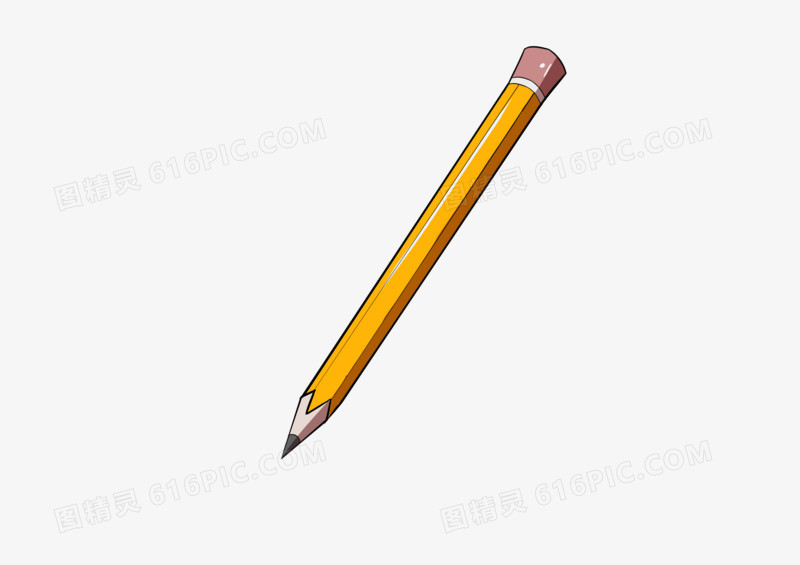 手绘卡通可爱黄色铅笔