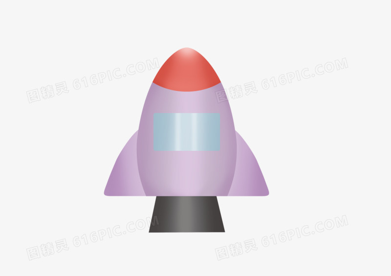 卡通手绘航天日紫色方窗小火箭