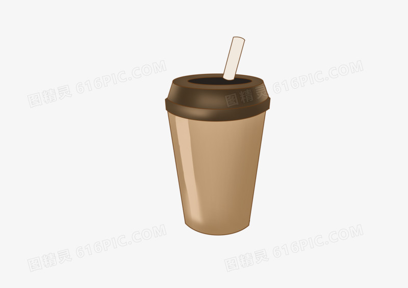 手绘卡通美食黑白奶茶