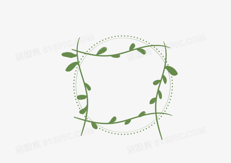 绿色植物枝条编织边框素材
