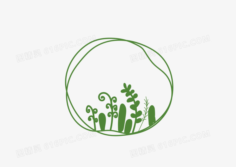 绿色手绘植物边框