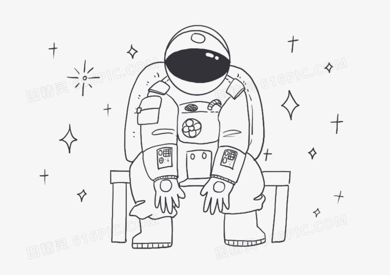 航天日宇航员黑白纯色素材