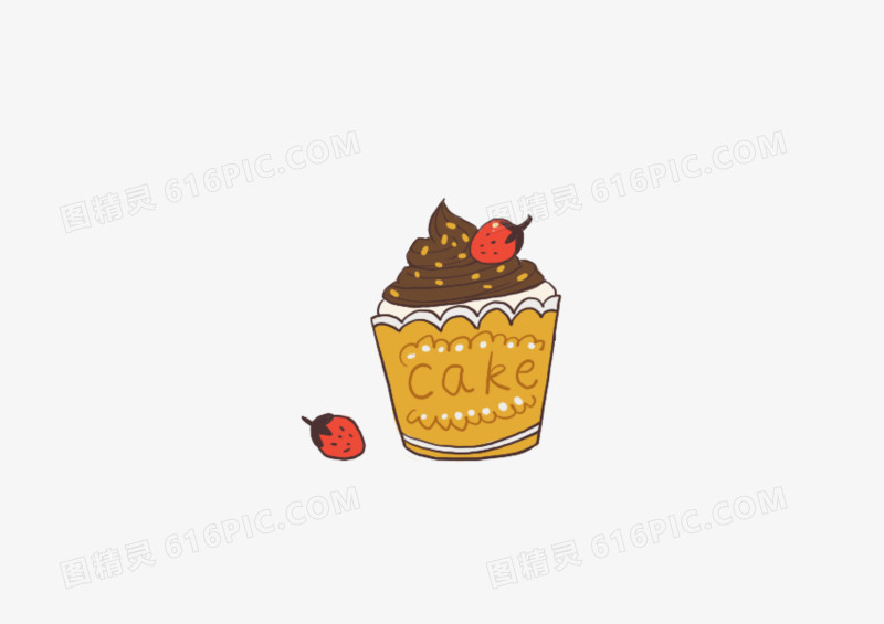 美食纸杯巧克力小蛋糕黄色可爱插画素材