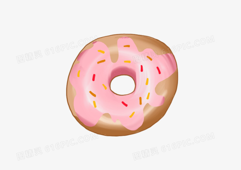 美食草莓甜甜圈可爱插画素材