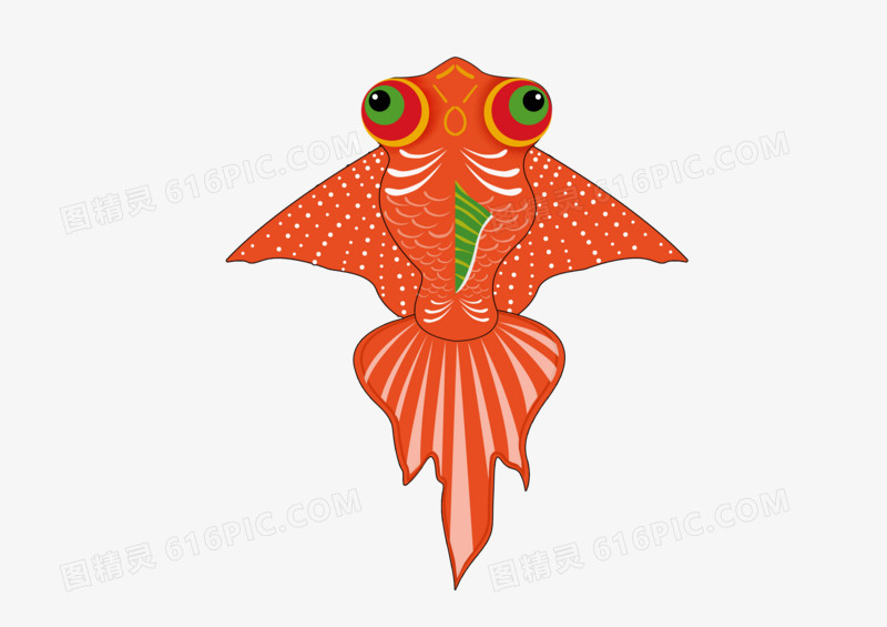 扁平红色金鱼祈福风筝元素