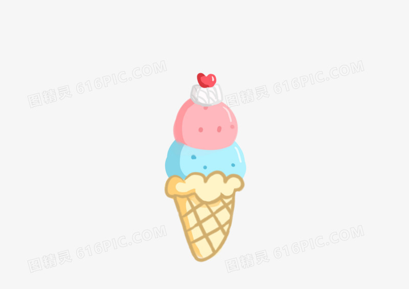 双层樱桃装饰可爱卡通冰淇淋夏天手绘免扣