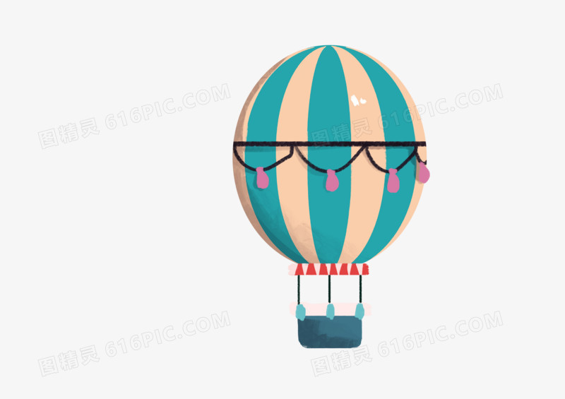 蓝色手绘卡通可爱马戏团小清新热气球素材免抠图片