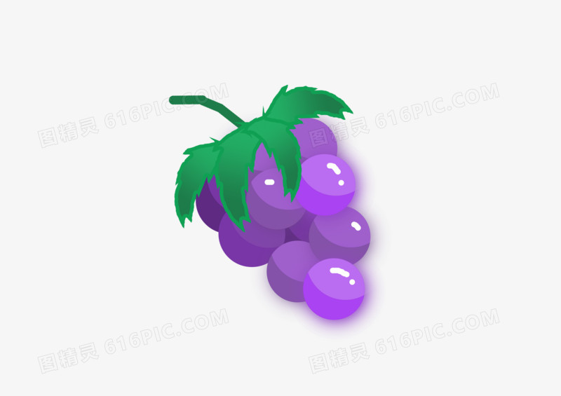 紫色卡通夏天水果简洁板绘可爱葡萄元素免抠