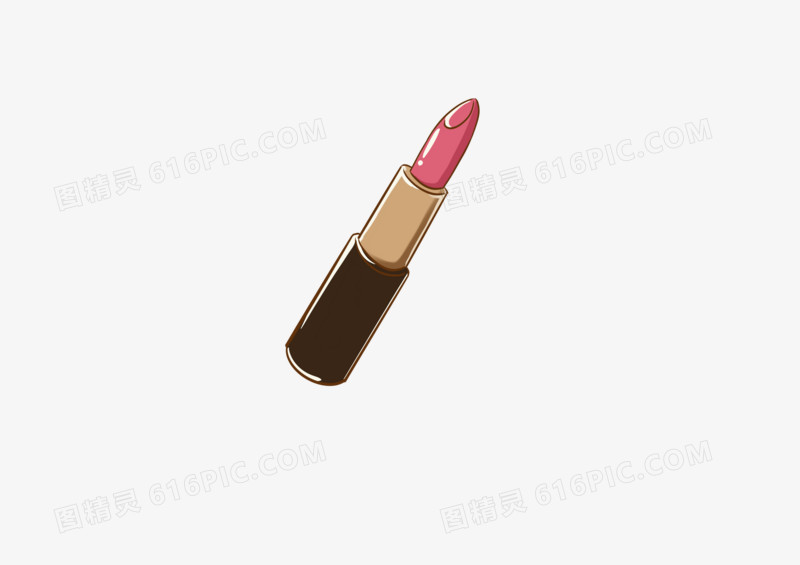 手绘卡通小清新可爱创意生活美妆时尚女性粉色口红唇膏元素免扣