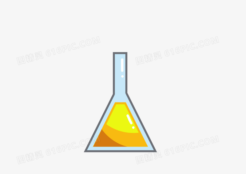 黄色卡通板绘科技文化简约试管药剂元素免抠