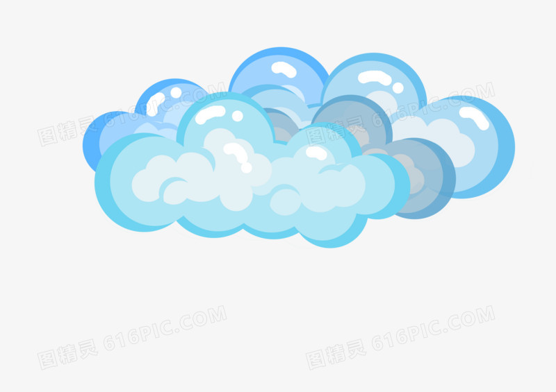 蓝色卡通板绘可爱夏天简约清新云朵元素免抠
