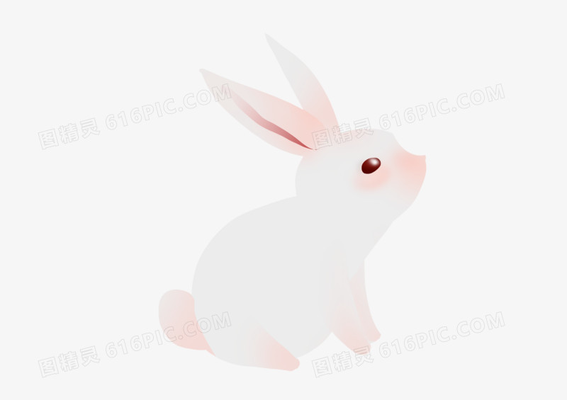 白色创意手绘卡通小清新复活节小兔子可爱免抠素材图片