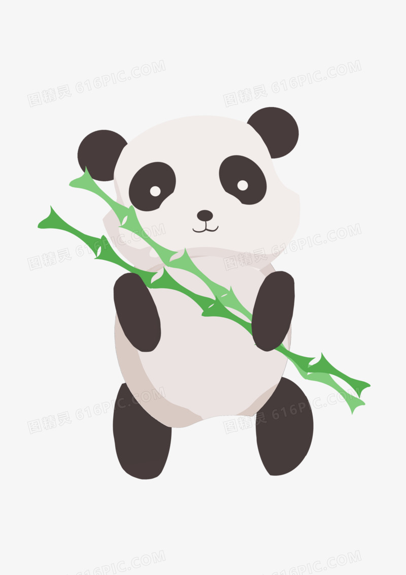 熊猫吃竹子仿真动物元素
