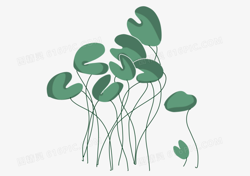 湖中盛开绽放的荷叶元素