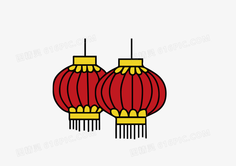 手绘灯笼素材图标