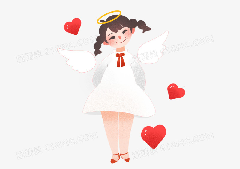 可爱爱心天使免抠原创素材