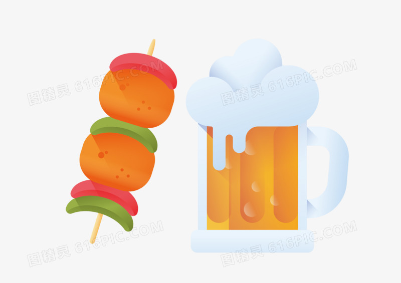 啤酒矢量插画元素