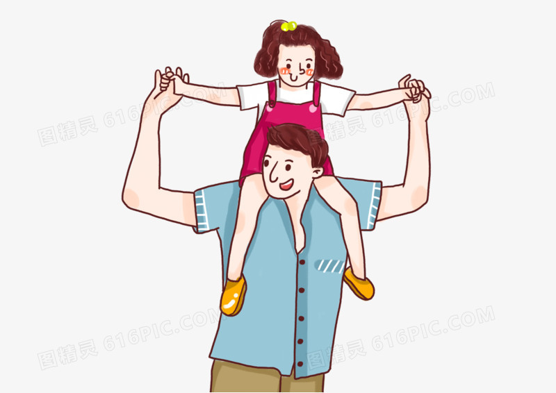卡通简约父亲节父亲背着女儿