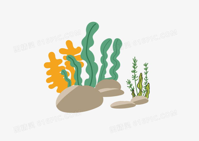 手绘矢量图海洋植物素材