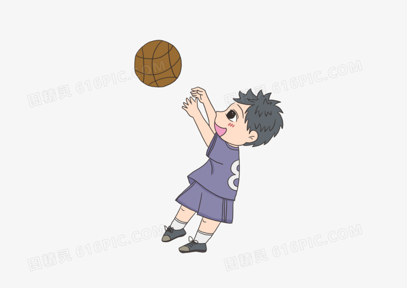 卡通可爱男孩打篮球