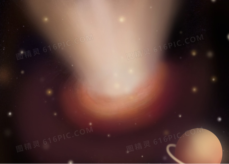 黑洞宇宙科技手绘黑洞星球星光