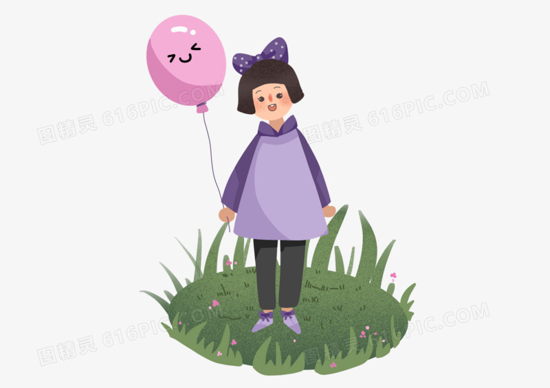 卡通气球玩耍儿童形象插画设计