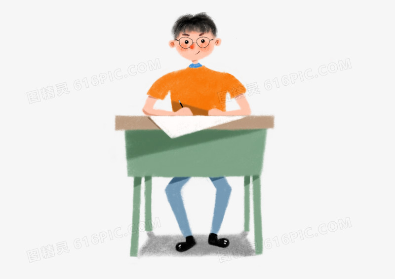 卡通可爱人物高考准备