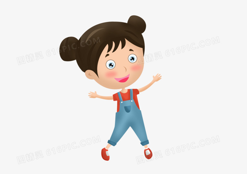 儿童节之手绘卡通可爱的跳跃女孩
