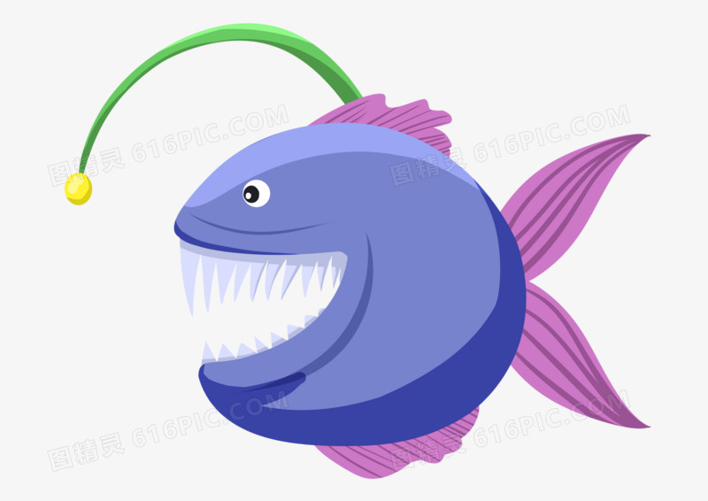 卡通简约海洋生物灯笼鱼