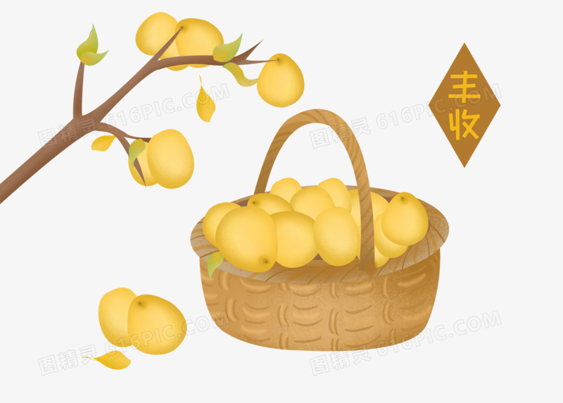 清新唯美立秋梨子手绘插画