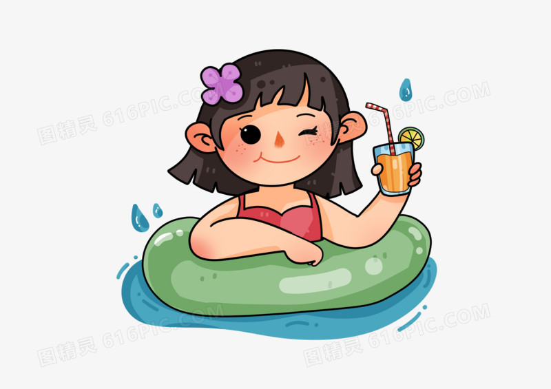 夏日泳池玩耍儿童素材